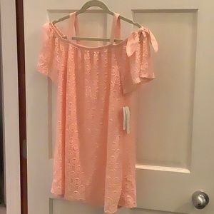 Girls peach/lt coral cocktail dress. Sequin hearts